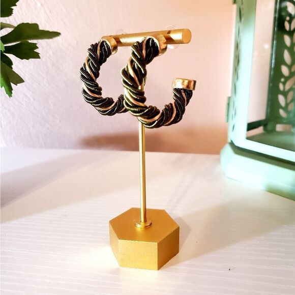 𝅺GREEN Tenley Twisted Cord Hoop Earrings - Picture 4 of 7